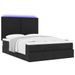 Cadre de lit ottoman avec matelas noir 140x190 cm tissu - Photo n°3