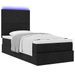 Cadre de lit ottoman avec matelas noir 90x190 cm tissu - Photo n°3