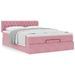 Cadre de lit ottoman avec matelas rose 140x190 cm velours - Photo n°1