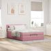 Cadre de lit ottoman avec matelas rose 140x190 cm velours - Photo n°3