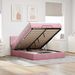 Cadre de lit ottoman avec matelas rose 140x190 cm velours - Photo n°1