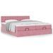 Cadre de lit ottoman avec matelas rose 200x200 cm velours - Photo n°1