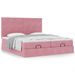 Cadre de lit ottoman avec matelas rose 200x200 cm velours - Photo n°1