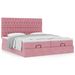 Cadre de lit ottoman avec matelas rose 200x200 cm velours - Photo n°1