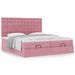 Cadre de lit ottoman avec matelas rose 200x200 cm velours - Photo n°1