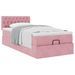 Cadre de lit ottoman avec matelas rose 80x200 cm velours - Photo n°1