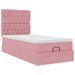 Cadre de lit ottoman avec matelas rose 90x190 cm velours - Photo n°4