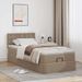Cadre de lit ottoman et matelas cappuccino 90x190 cm similicuir - Photo n°1