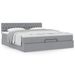 Cadre de lit ottoman et matelas gris clair 180x200 cm tissu - Photo n°1
