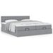 Cadre de lit ottoman et matelas gris clair 200x200cm tissu - Photo n°1