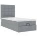 Cadre de lit ottoman et matelas gris clair 90x190 cm tissu - Photo n°2