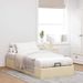 Cadre de lit ottoman sans matelas crème 100x200 cm tissu - Photo n°1