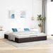 Cadre de lit ottoman sans matelas marron foncé 160x200 cm tissu - Photo n°1