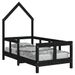 Cadre de lit pour enfant noir 70x140 cm bois de pin massif - Photo n°1