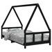 Cadre de lit pour enfants noir 90x190 cm bois de pin massif - Photo n°1