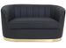 Canapé 2 places simili noir et pied métal doré Dorel 152 cm - Photo n°1