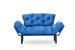 Canapé 2 places transformable en lit tissu bleu Pliaz 155 cm - Photo n°4