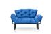 Canapé 2 places transformable en lit tissu bleu Pliaz 155 cm - Photo n°9