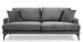 Canapé 3 places design tissu velouté gris et pieds métal noir Kombaz 205 cm - Photo n°1