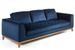 Canapé 3 places tissu bleu effet velours et bois de noyer Hastin - Photo n°2