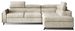 Canapé angle droit convertible tissu beige avec têtières réglables Nikos 265 cm - Photo n°1