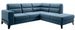 Canapé angle droit convertible tissu bleu canard et pieds acier noir Kassidi 277 cm - Photo n°1