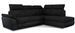Canapé angle droit convertible tissu et simili cuir noir avec appuis-tête réglables Kepita 260 cm - Photo n°1