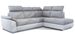 Canapé angle droit convertible tissu gris chiné et simili blanc avec appuis-tête réglables Kepita 260 cm - Photo n°1