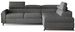 Canapé angle droit convertible tissu gris foncé chiné avec têtières réglables Nikos 265 cm - Photo n°1