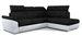 Canapé angle droit convertible tissu noir et simili cuir blanc avec appuis-tête réglables Kepita 260 cm - Photo n°1
