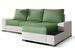 Canapé angle droit convertible tissu vert clair et simili blanc James 245 cm - Photo n°1