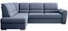 Canapé angle gauche convertible tissu bleu et pieds acier chromé Zabor 270 cm - Photo n°1
