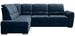 Canapé angle gauche convertible tissu doux bleu nuit et pieds acier chromé Zabor 270 cm - Photo n°1