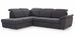 Canapé angle gauche convertible tissu gris chiné et simili cuir noir avec appuis-tête réglables Kepita 260 cm - Photo n°15