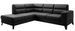 Canapé angle gauche convertible tissu noir et pieds acier noir Kassidi 277 cm - Photo n°1