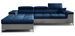 Canapé angle gauche convertible velours bleu marine et gris clair avec appuis-tête réglables Rikaro 280 cm - Photo n°1
