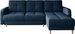 Canapé angle réversible Scandinave tissu bleu et pieds bois clair Kindo 240 cm - Photo n°1