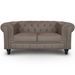 Canapé Chesterfield 2 places imitation cuir taupe - Photo n°1