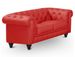 Canapé chesterfield 2 places simili cuir rouge Itish - Photo n°2