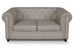 Canapé chesterfield 2 places tissu effet lin beige Itish - Photo n°1