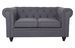 Canapé chesterfield 2 places tissu gris effet lin Itish - Photo n°1