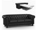Canapé chesterfield 3 places convertible simili cuir noir Omir - Photo n°1