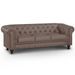 Canapé Chesterfield 3 places imitation cuir taupe - Photo n°1