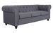 Canapé chesterfield 3 places tissu gris effet lin Itish - Photo n°2