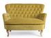 Canapé chesterfield ORIA – 2 places, coton matelassé jaune & pieds en bois naturel - Photo n°1
