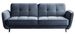 Canapé convertible 3 places tissu bleu clair capitonné et pieds bois noir Bizza 220 cm - Photo n°1
