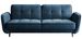 Canapé convertible 3 places tissu bleu foncé capitonné et pieds bois noir Bizza 220 cm - Photo n°1