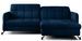 Canapé convertible angle droit avec têtières réglables velours matelassé bleu foncé Lory 225 cm - Photo n°1