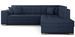 Canapé convertible angle droit tissu bleu turquin et chromé Pika 260 cm - Photo n°1