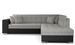 Canapé convertible angle droit tissu gris chiné et simili noir Pika 260 cm - Photo n°1
